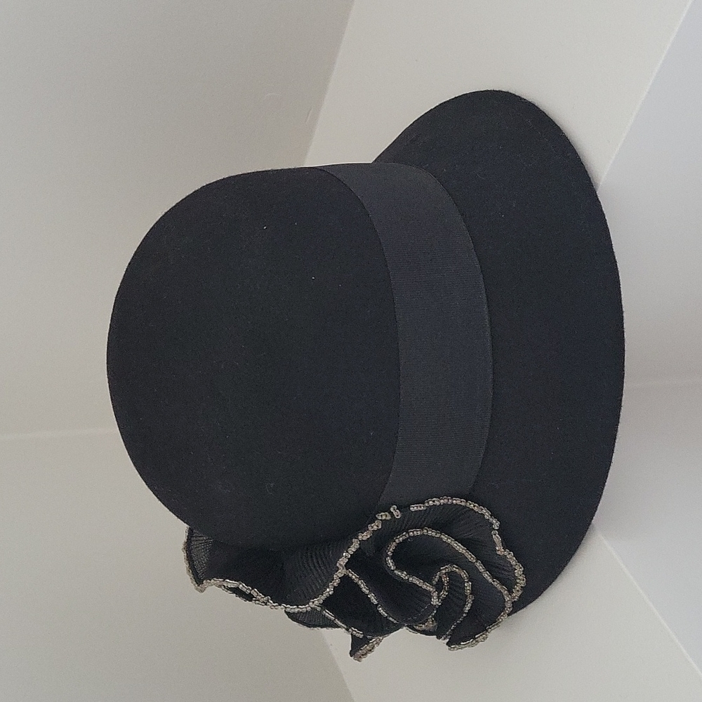 Cha Cha's House of Ill Repute Cloche Black Felt Hat Handmade in New York City